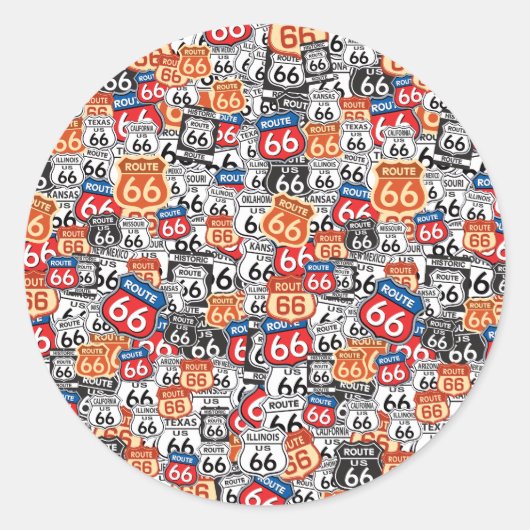 Route 66 ronde sticker (Voorkant)