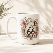 Route 66 Roze Bloemige Ochtend Wegreis