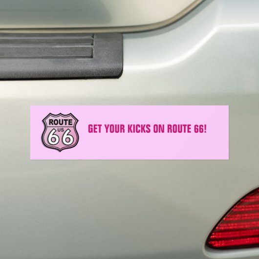 Route 66 Roze Bumpersticker (Op auto)