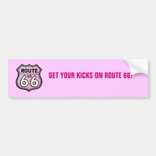 Route 66 Roze Bumpersticker