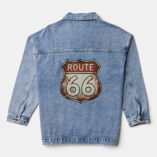 Route 66 Rusty Road Sign Denim Jacket (Achterkant)