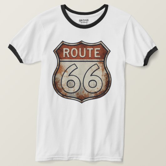 Route 66 Rusty Road Sign T-shirt (Design voorkant)
