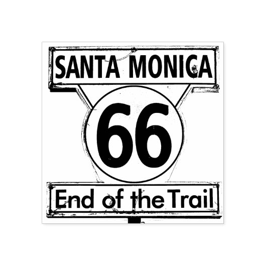 Route 66 Santa Monica Einde van het pad Rubberstempel (Afrduk)