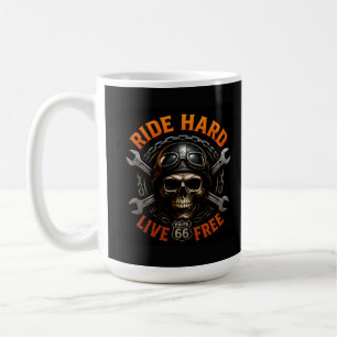 ☠️ Route 66 Schedel Grafisch Voor Harde Bikers 🛣️ Koffiemok