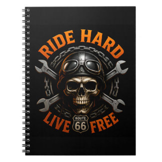 ☠️ Route 66 Schedel Grafisch Voor Harde Bikers 🛣️ Notitieboek