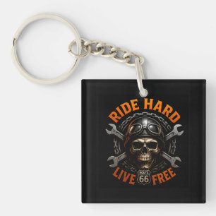 ☠️ Route 66 Schedel Grafisch Voor Harde Bikers 🛣️ Sleutelhanger