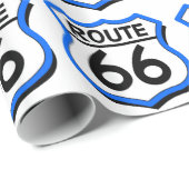 Route 66 Schild met Blauw & Schaduw Cadeaupapier (Rol Hoek)