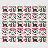 Route 66 Schild met rood & Schaduw Cadeaupapier (Vlak)