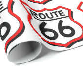 Route 66 Schild met rood & Schaduw Cadeaupapier (Rol Hoek)