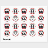 Route 66 Schild met rood & Schaduw Ronde Sticker (Vel)