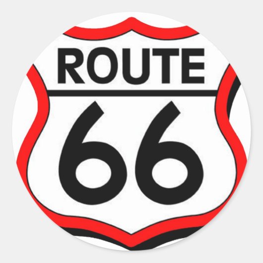 Route 66 Schild met rood & Schaduw Ronde Sticker (Voorkant)