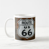 Route 66 Schild, op het Bouwen van Houten Zijdende Koffiemok (Links)