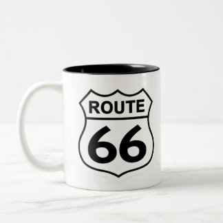 route 66 schild tweekleurige koffiemok