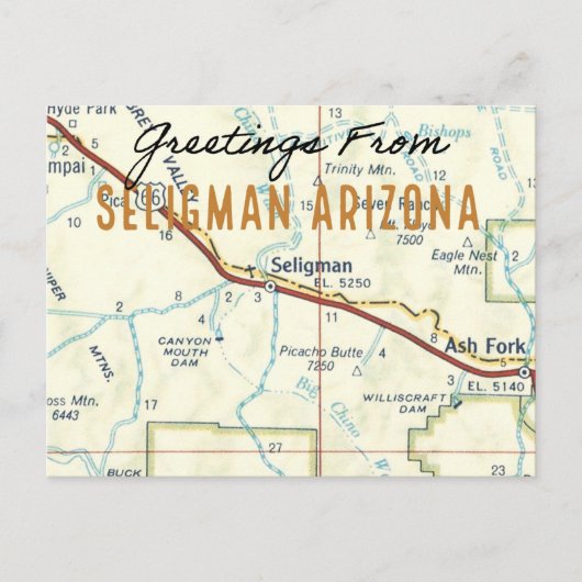 Route 66 Seligman Arizona Briefkaart (Voorkant)
