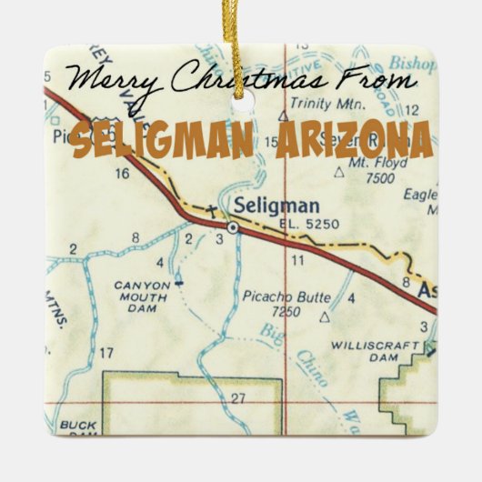 Route 66 Seligman Arizona Map Keramisch Ornament (Voorkant)