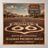 Route 66 Seligman Pavement Shield Poster (Voorkant)
