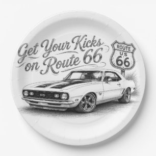 Route 66 servetten papieren bordje