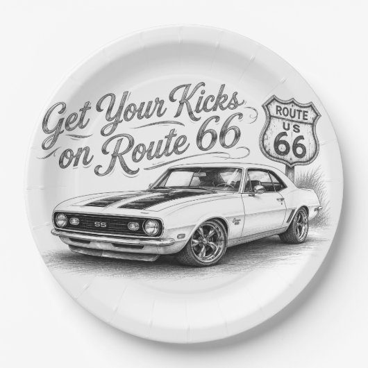 Route 66 servetten papieren bordje (Voorkant)