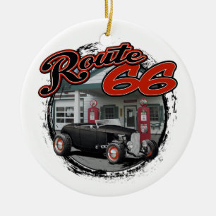 Route 66 Service Hot Rod Keramisch Ornament