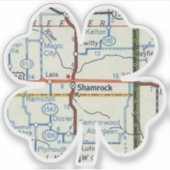 Route 66 Shamrock Texas Map Sticker (Voorkant)