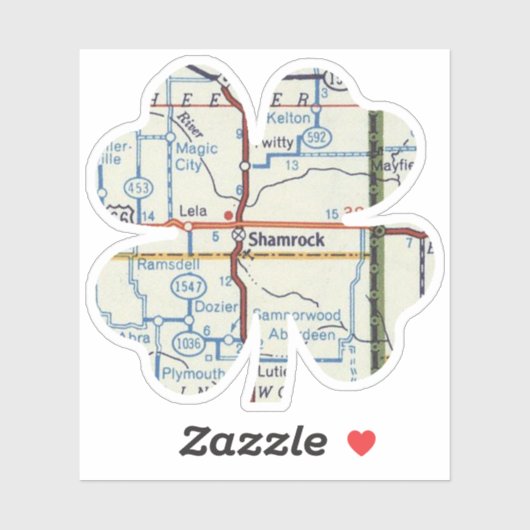 Route 66 Shamrock Texas Map Sticker (Vel)