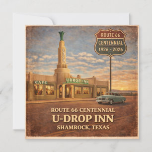 Route 66 Shamrock Texas Vintage Wegwijzer Notitie Kaart
