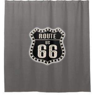 Route 66 Sign Americana Douchegordijn