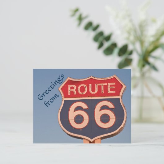 Route 66 Sign at Sunset Briefkaart (Staand voorkant)