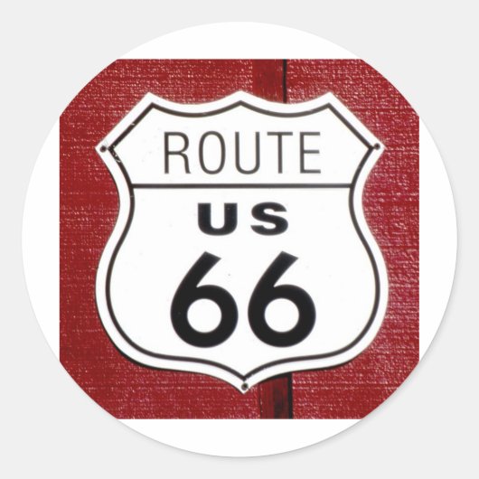 Route 66 Sign Ronde Sticker (Voorkant)