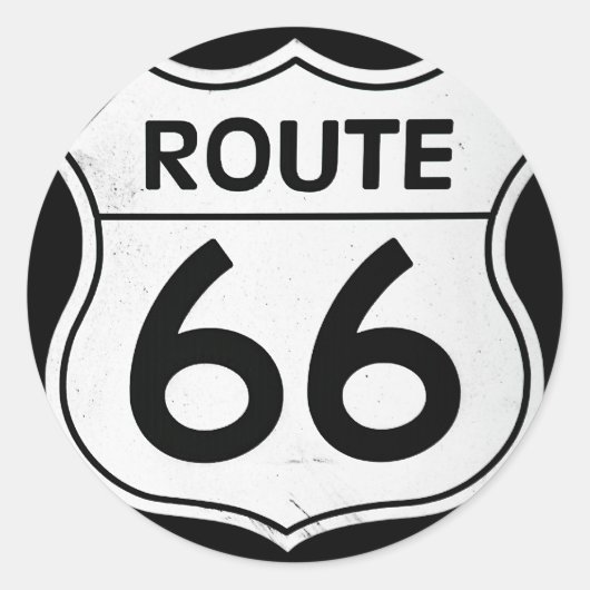 Route 66 sign ronde sticker (Voorkant)