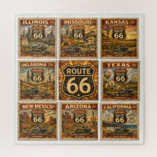 Route 66 spelavond staatstempel mozaïek legpuzzel