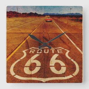 Route 66 Square Wall Clock Vierkante Klok