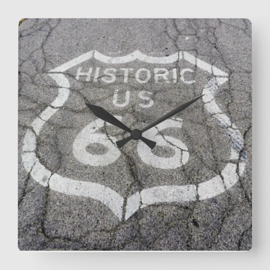 Route 66 Square Wall Clock Vierkante Klok (Voorkant)