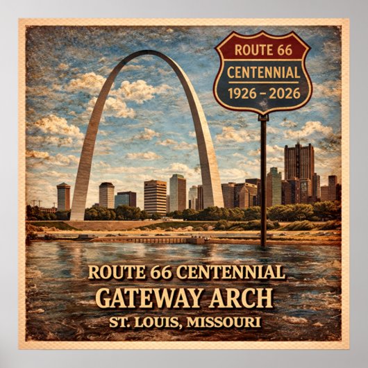 Route 66 St Louis Gateway Arch Poster (Voorkant)