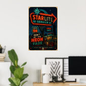 route 66 Starlite Neon Roadside Amerikaanse Gloed Poster (Thuiskantoor)