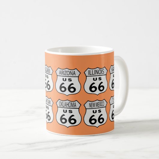 Route 66 Staten met uw kleur. Koffiemok (Voorkant rechts)
