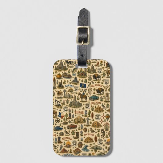 Route 66 States Bagage Tour Bagagelabel (Voorkant (verticaal))
