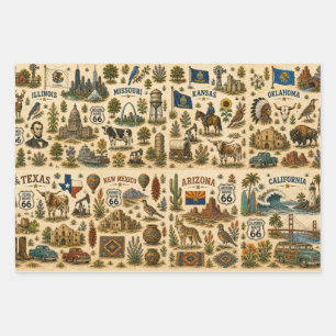 Route 66 States Cadeau Tour Inpakpapier Vel