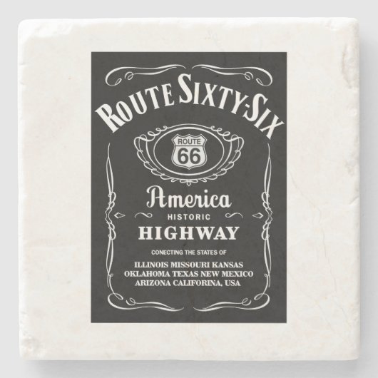 Route 66 stenen onderzetter (Voorkant)