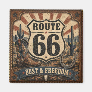 Route 66 Stof Vrijheid Vintage Westerse Huisdecora Magneet