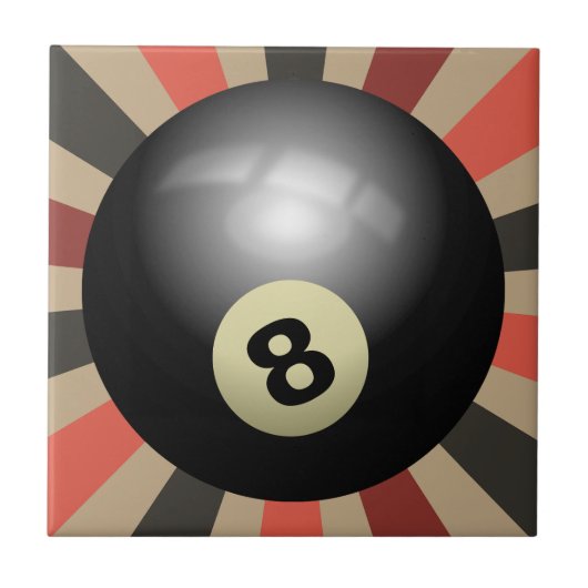 Route 66 Sunburst Vibes - Retro 8-Ball Tegeltje (Voorkant)