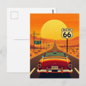 Route 66  Sunset Highway met Auto Briefkaart (Voorkant / Achterkant)
