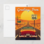 Route 66 Sunset Highway met Auto Briefkaart (Voorkant / Achterkant)