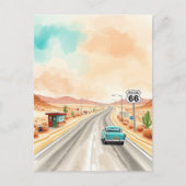 Route 66 Sunset Waterverf Briefkaart (Voorkant)