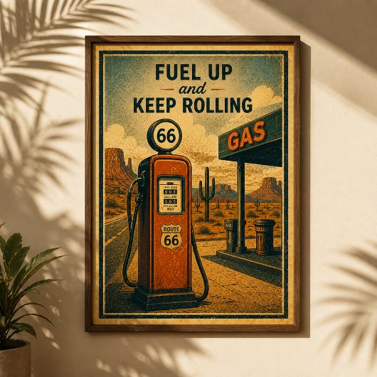 Route 66 Tankstation Woestijnrit Poster