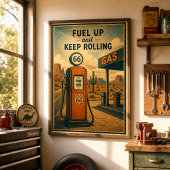 Route 66 Tankstation Woestijnrit Poster