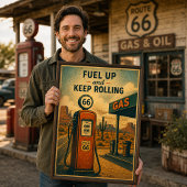 Route 66 Tankstation Woestijnrit Poster
