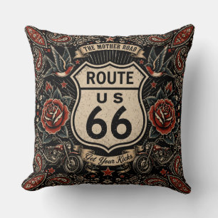 Route 66 Tattoo Americana Wegcultuur Kussen