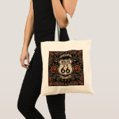 Route 66 Tattoo Road Trip Stijl Tote Bag (Voorkant (product))