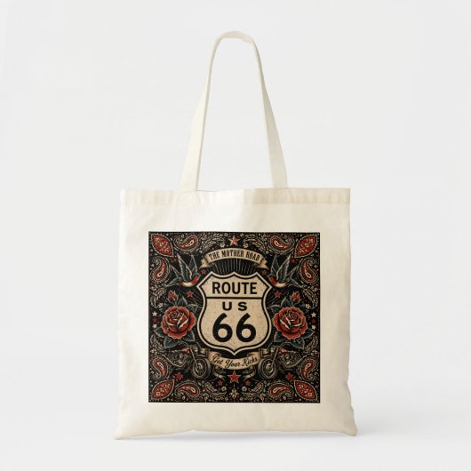 Route 66 Tattoo Road Trip Stijl Tote Bag (Voorkant)